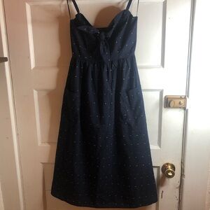 Blue Rain Navy Midi Dress with Spaghetti Straps